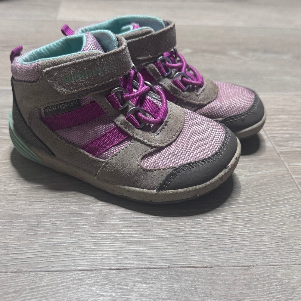 Merrell M-Bare St Ridge Jr Kids Hiking Boots Grey Pink ML162610 Size 7